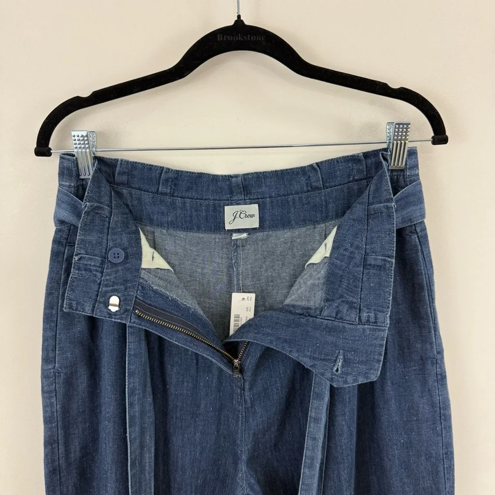 J. Crew Chambray Paper Bag Waist Ankle Pants Size 4 NEW - Picture 6 of 13